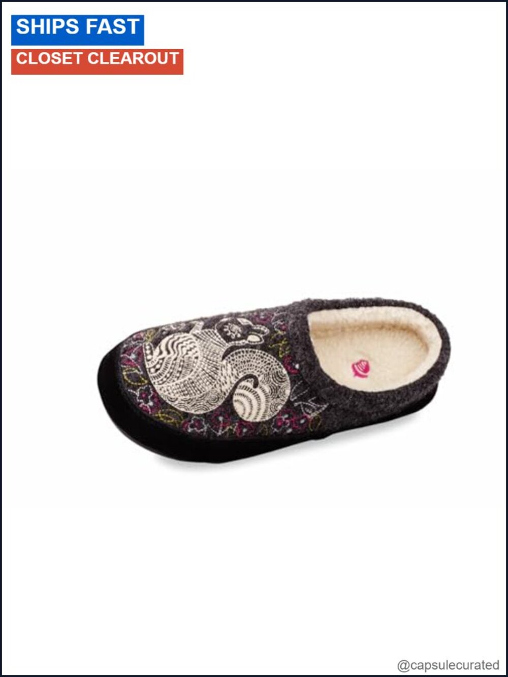 Boiled Wool Embroidered Critter Hoodback Slippers Berber Lining Suede Indoor
